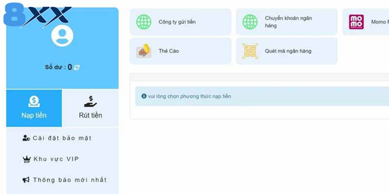 Các bước thực hiện giao dịch nạp tiền tại hệ thống